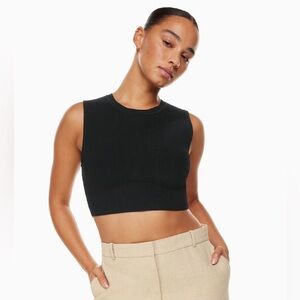 Aritzia Babaton Sculpt Knit Cropped Tank Top Black M